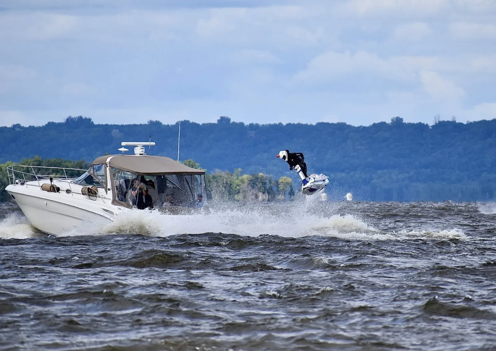 Big air behind a boat on Lake Pepin