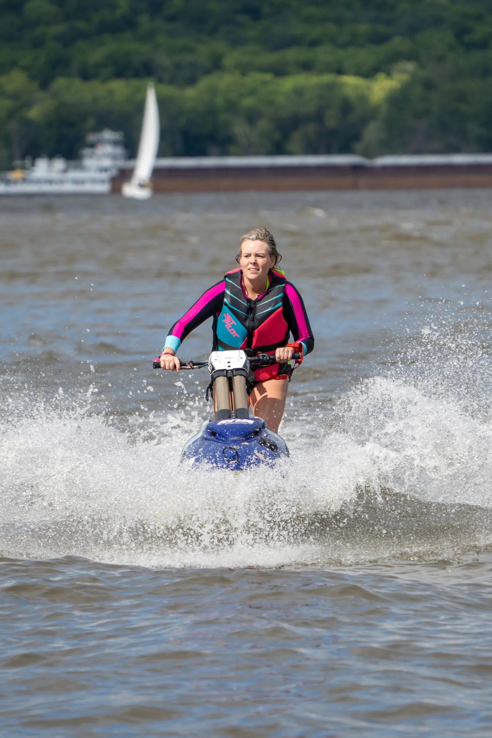 Superjet riding on the lake